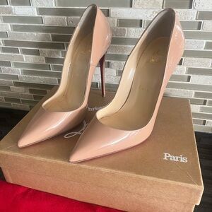 Authentic Christian Louboutin Kate Nude Patent Leather Pumps